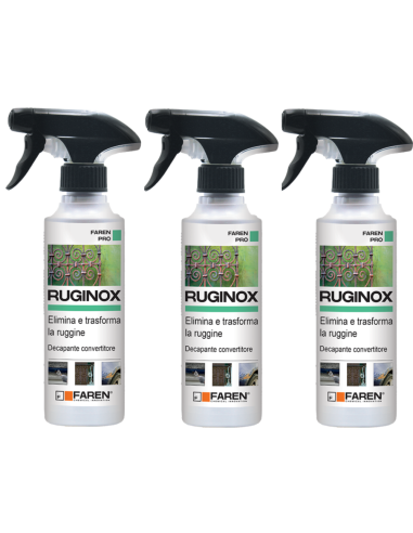 RUGINOX Spray Convertitore Di Ruggine Rimuove Ossidazioni 250 ml 3 Pezzi - FAREN