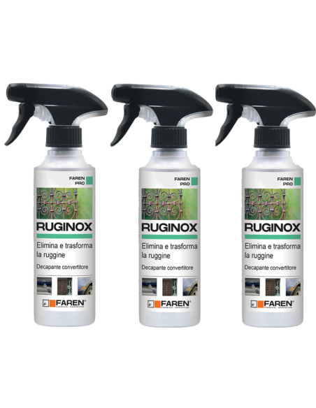 RUGINOX Spray Convertitore Di Ruggine Rimuove Ossidazioni 250 ml 3 Pezzi - FAREN