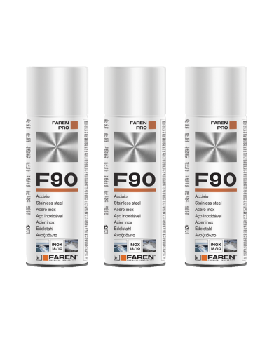Faren F90 Acciaio Inox Spray Per Trattamento Metalli Anticorrosivo 400 ml 3 Pezzi