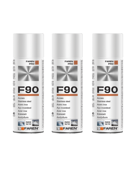 Faren F90 Acciaio Inox Spray Per Trattamento Metalli Anticorrosivo 400 ml 3 Pezzi