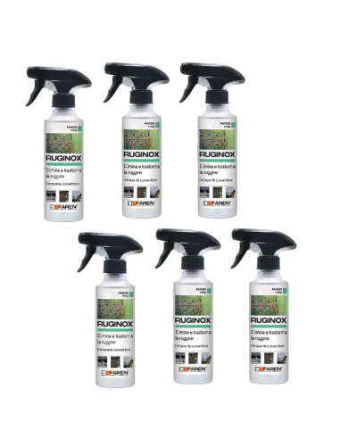 RUGINOX Spray Convertitore Di Ruggine Rimuove Ossidazioni 250 ml 6 Pezzi - FAREN