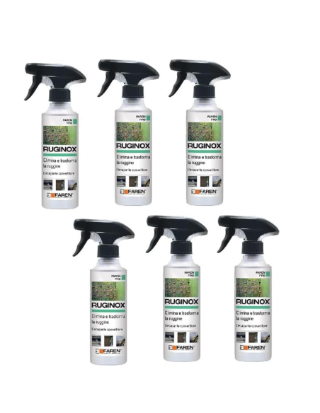 RUGINOX Spray Convertitore Di Ruggine Rimuove Ossidazioni 250 ml 6 Pezzi - FAREN