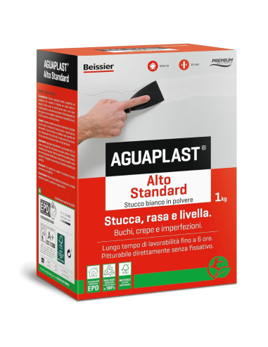AGUAPLAST ALTO STANDARD POLVERE Stucco Pronto Per Interni 1 Kg 
