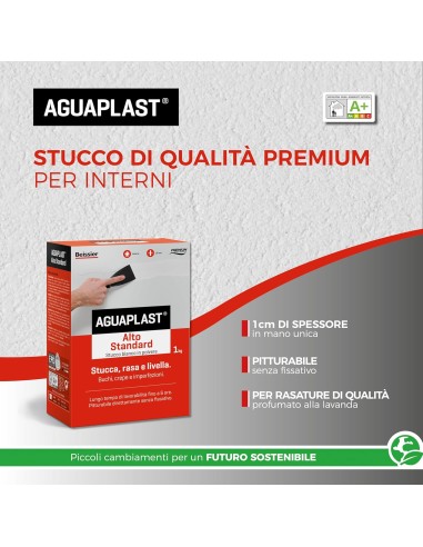 AGUAPLAST ALTO STANDARD POLVERE Stucco Pronto Per Interni 1 Kg 