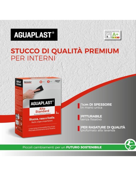 AGUAPLAST ALTO STANDARD POLVERE Stucco Pronto Per Interni 1 Kg 