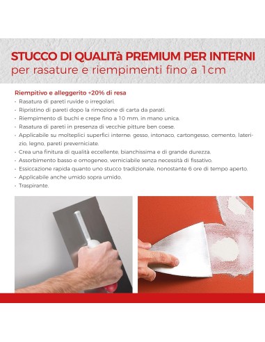 AGUAPLAST ALTO STANDARD POLVERE Stucco Pronto Per Interni 1 Kg 