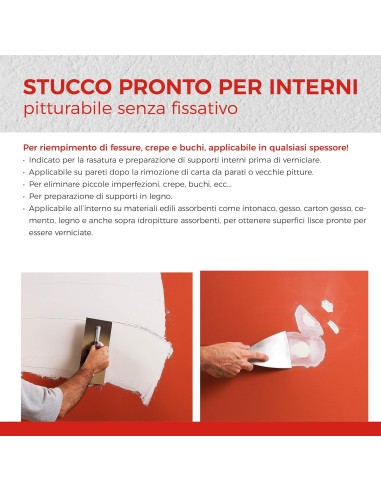 AGUAPLAST ALTO STANDARD PASTA Stucco Pronto Per Interni 1 Kg