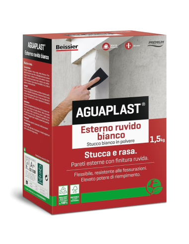 AGUAPLAST SR5 Stucco Bianco Per Esterni Finitura Ruvida 1,5 Kg 