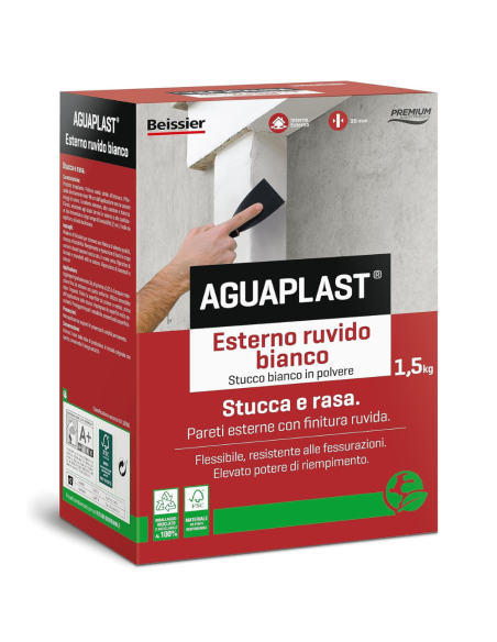 AGUAPLAST SR5 Stucco Bianco Per Esterni Finitura Ruvida 1,5 Kg 