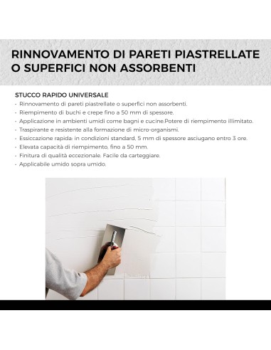 AGUAPLAST EXPRESS Stucco In Polvere Extra Rapido Per Ambienti Umidi 4 Kg