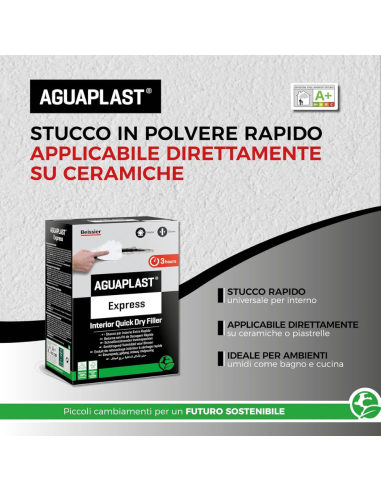 AGUAPLAST EXPRESS Stucco In Polvere Extra Rapido Per Ambienti Umidi 4 Kg