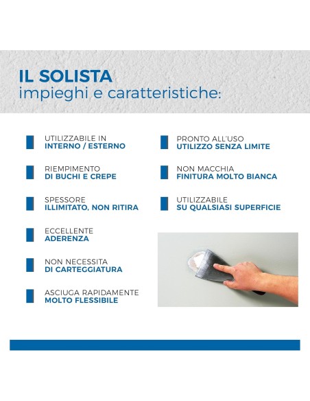 AGUAPLAST IL SOLISTA Stucco Leggero In Pasta Per Riempire Buchi E Crepe
