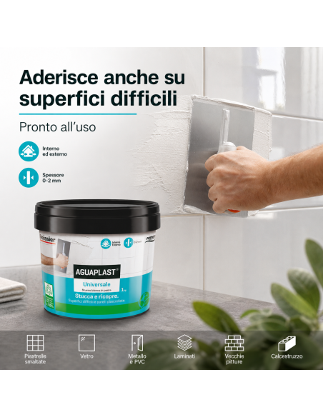 AGUAPLAST UNIVERSALE Stucco Pronto All'Uso Per Qualsiasi Superficie 1 Kg