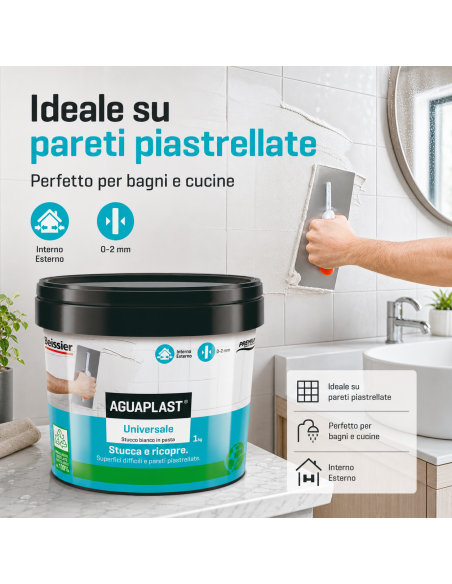 AGUAPLAST UNIVERSALE Stucco Pronto All'Uso Per Qualsiasi Superficie 1 Kg