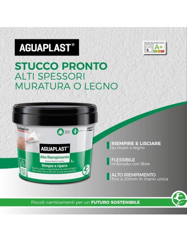 AGUAPLAST ALTO RIEMPIMENTO PASTA Stucco Per Muro E Legno 1 Kg
