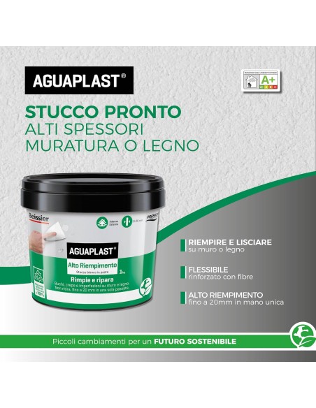 AGUAPLAST ALTO RIEMPIMENTO PASTA Stucco Per Muro E Legno 1 Kg