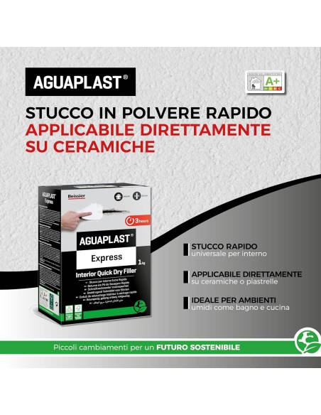 AGUAPLAST EXPRESS Stucco In Polvere Extra Rapido Per Ambienti Umidi 1 Kg