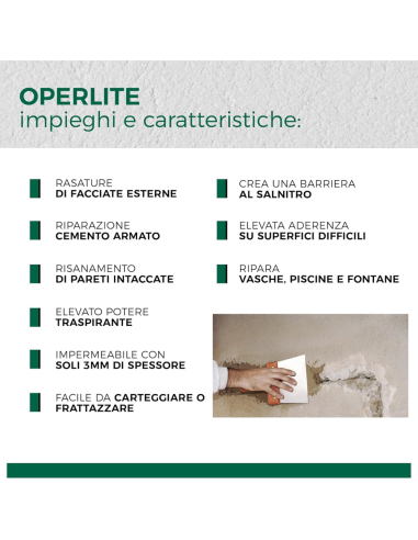 AGUAPLAST OPERLITE Stucco Impermeabile Risanante In Polvere