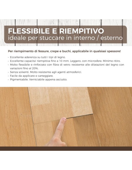 AGUAPLAST WOODLITE Stucco Per Legno Colorato Pronto All’Uso Verniciabile 125 ml