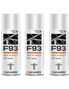 FAREN F93 Zinco Spray 98% Zincante Anticorrosivo Antiruggine 400 ml 3 Pezzi