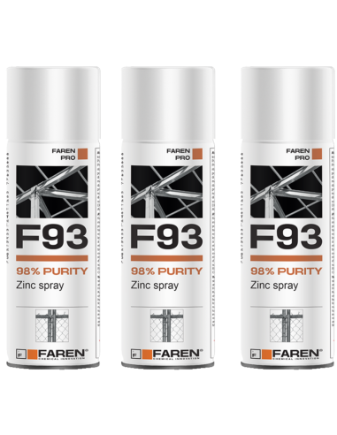 FAREN F93 Zinco Spray 98% Zincante Anticorrosivo Antiruggine 400 ml 3 Pezzi