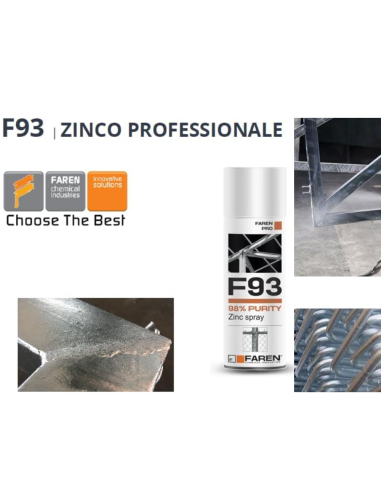 FAREN F93 Zinco Spray 98% Zincante Anticorrosivo Antiruggine 400 ml 6 Pezzi