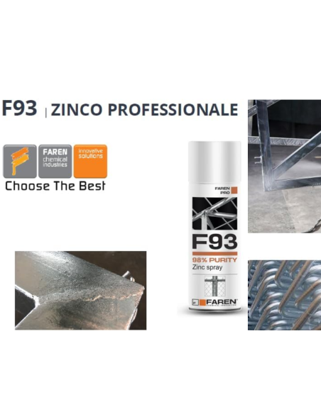 FAREN F93 Zinco Spray 98% Zincante Anticorrosivo Antiruggine 400 ml 6 Pezzi