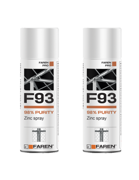 FAREN F93 Zinco Spray 98% Zincante Anticorrosivo Antiruggine 400 ml 2 Pezzi