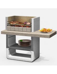 Barbecue Agadir 125 x 64 x 110,5 cm In Calcestruzzo con Griglia Regolabile