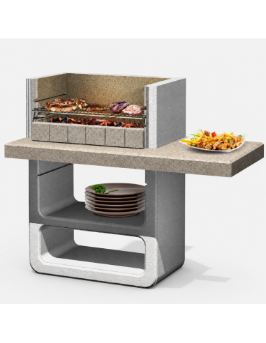 Barbecue Agadir 125 x 64 x 110,5 cm In Calcestruzzo con Griglia Regolabile