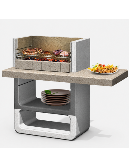 Barbecue Agadir 125 x 64 x 110,5 cm In Calcestruzzo con Griglia Regolabile