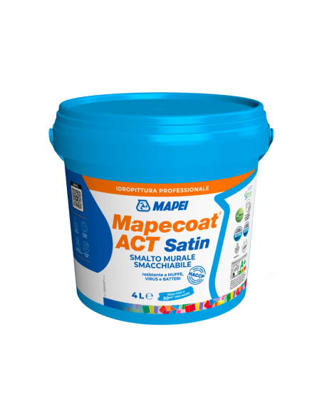 MAPEI Mapecoat Act Satin Smalto Murale Lavabile Antimuffa Antibatterico Interni