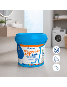 MAPEI Mapecoat Act Satin Smalto Murale Lavabile Antimuffa Antibatterico Interni 2