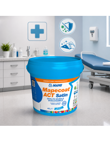 MAPEI Mapecoat Act Satin Smalto Murale Lavabile Antimuffa Antibatterico Interni
