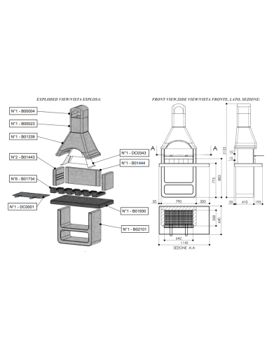 Barbecue Maribor 114 x 64 x 212,5 cm Con Griglia E Base Con Ripiano SAROM - foto 7
