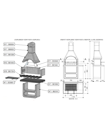 Barbecue Maribor 114 x 64 x 212,5 cm Con Griglia E Base Con Ripiano SAROM - foto 7