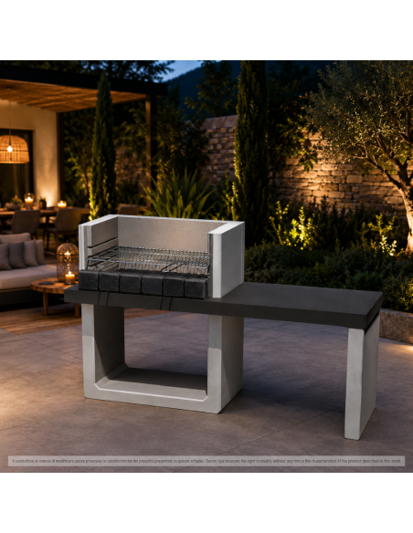 SAROM Barbecue Porto New 160 x 51,5 x 96,8 cm Griglia E Ampio Tavolo Laterale