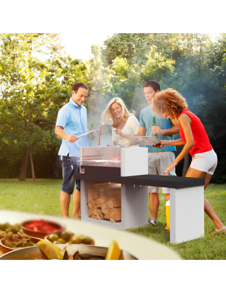 SAROM Barbecue Porto New 160 x 51,5 x 96,8 cm Griglia E Ampio Tavolo Laterale