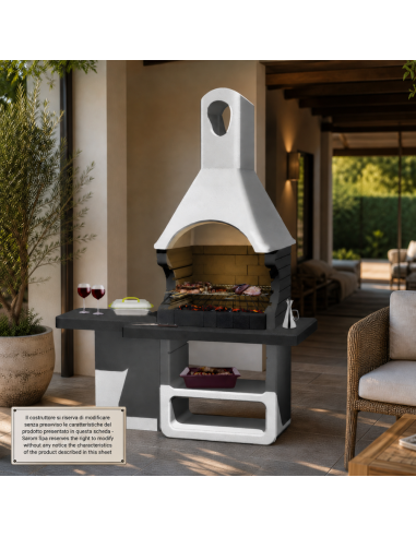 SAROM Barbecue Ulisse 170 x 64 x 232 cm Griglia E Ampio Tavolo Laterale