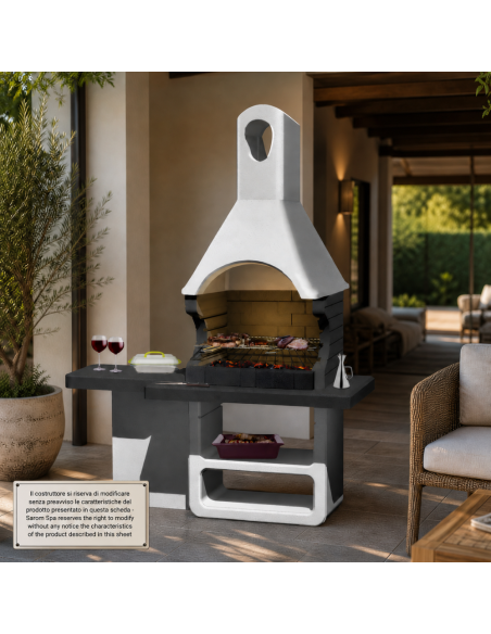 SAROM Barbecue Ulisse 170 x 64 x 232 cm Griglia E Ampio Tavolo Laterale