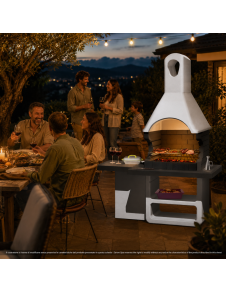 SAROM Barbecue Ulisse 170 x 64 x 232 cm Griglia E Ampio Tavolo Laterale