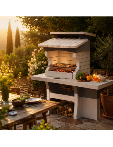 SAROM Barbecue Luxor 159 x 72 x 161,5 cm Pietra Ricostruita Con Tavolo Laterale