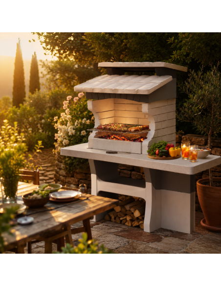 SAROM Barbecue Luxor 159 x 72 x 161,5 cm Pietra Ricostruita Con Tavolo Laterale