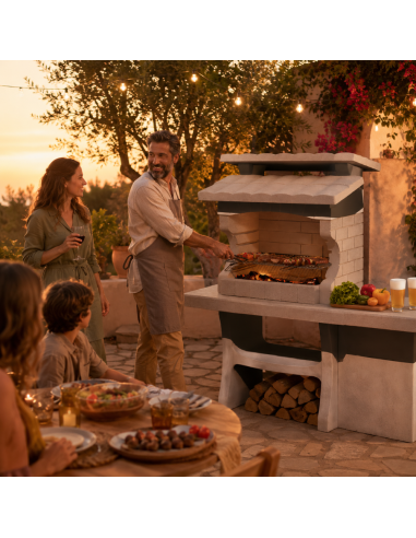 SAROM Barbecue Luxor 159 x 72 x 161,5 cm Pietra Ricostruita Con Tavolo Laterale