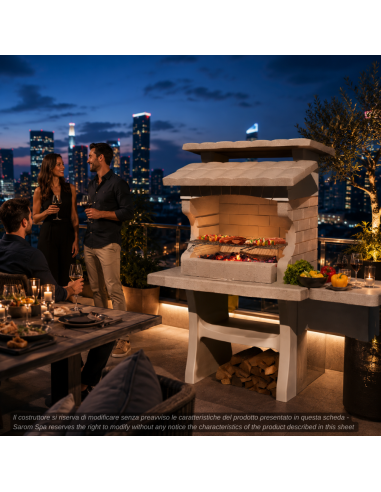 SAROM Barbecue Luxor 159 x 72 x 161,5 cm Pietra Ricostruita Con Tavolo Laterale