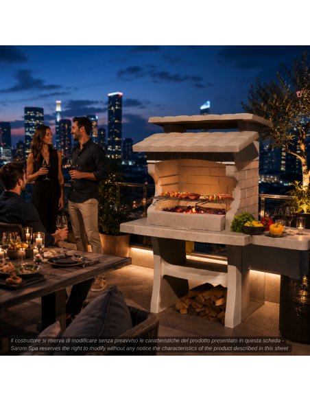 SAROM Barbecue Luxor 159 x 72 x 161,5 cm Pietra Ricostruita Con Tavolo Laterale