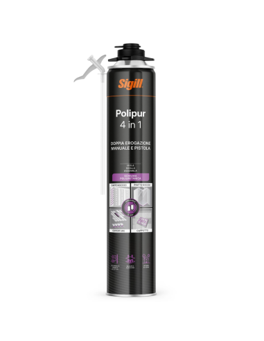 Polipur 4 in 1 Schiuma Adesiva per Cartongesso, Cappotto E Piatto Doccia - SIGILL
