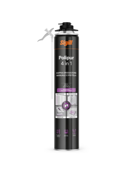Polipur 4 in 1 Schiuma Adesiva per Cartongesso, Cappotto E Piatto Doccia - SIGILL