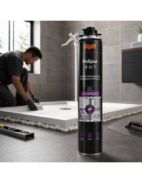 Polipur 4 in 1 Schiuma Adesiva per Cartongesso, Cappotto E Piatto Doccia SIGILL - foto 2