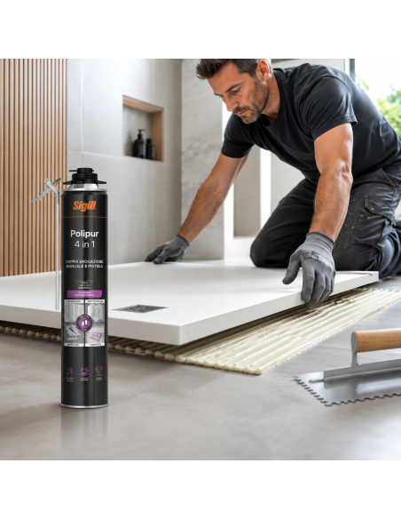 Polipur 4 in 1 Schiuma Adesiva per Cartongesso, Cappotto E Piatto Doccia SIGILL - foto 3